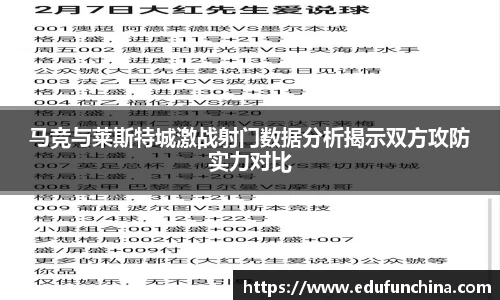 马竞与莱斯特城激战射门数据分析揭示双方攻防实力对比